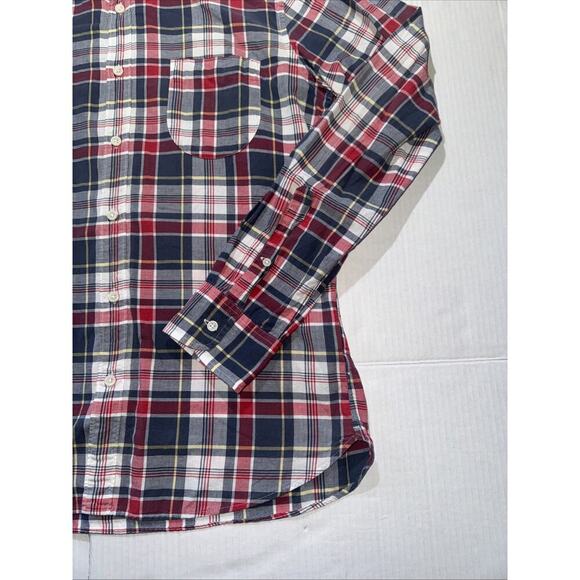 J. Crew Button Down Shirt Men's L Slim Colorful Indian Madras Plaid Lightweight - Picture 5 of 12